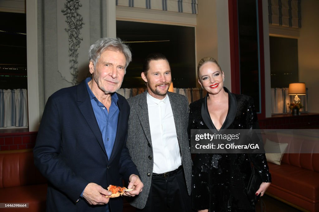 Harrison Ford, Brian Geraghty, and Marley Shelton attend the after