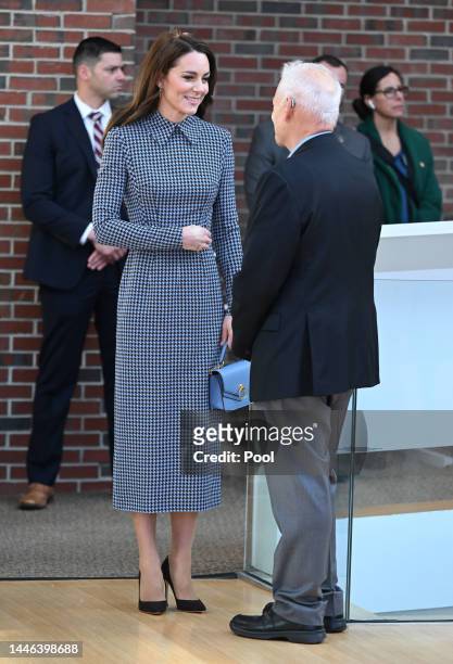 Catherine, Princess of Wales visits Harvard University on December 2, 2022 in Cambridge, Massachusetts. The Prince and Princess of Wales are visiting...