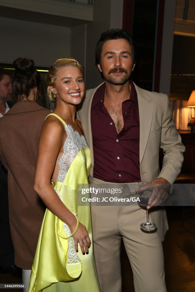 Julia Schlaepfer and Brandon Sklenar attend the after party of the