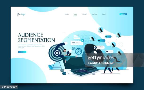 target audience analysis banner - media strategy stock illustrations