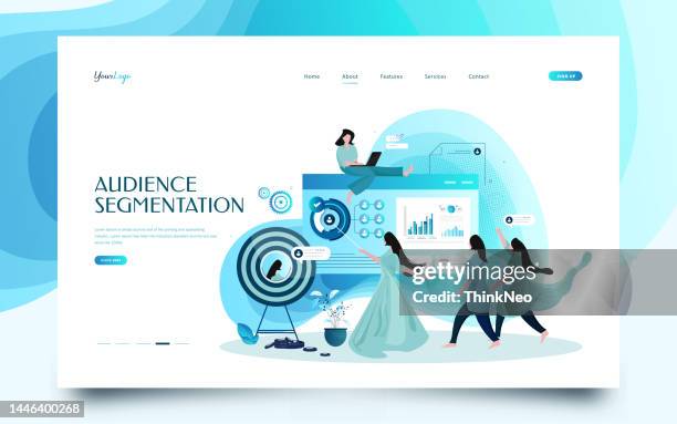 stockillustraties, clipart, cartoons en iconen met automated customer segmentation concept. target audience using ai, targeting and positioning stp digital marketing strategy. - data driven