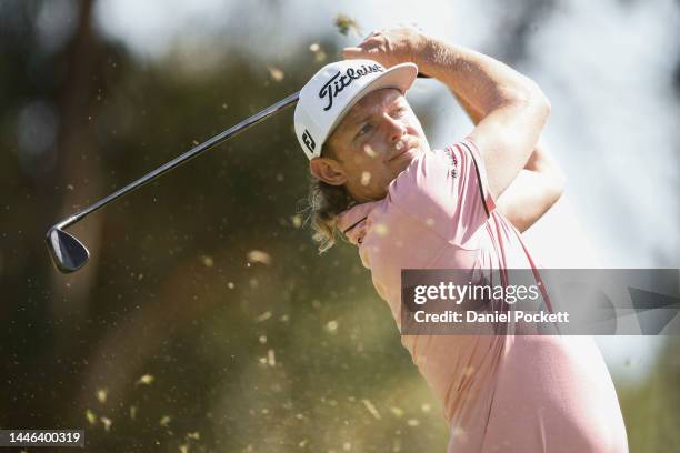 Cameron Smith of Australia plays a tee shot during Day 3 of the 2022 ISPS HANDA Australian Open at Victoria Golf Club on December 03, 2022 in...