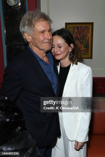 Harrison Ford and Calista Flockhart attend the after party of the Los Angeles Premiere Of Paramount+'s "1923" at Hollywood American Legion on...