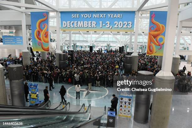 View of the crowd waiting for the start of 2022 Los Angeles Comic Con at Los Angeles Convention Center on December 02, 2022 in Los Angeles,...