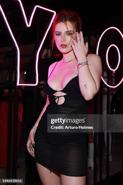 Bella Thorne attends the NYLON Presents NYLON House At Miami Art Week 2022 at Strawberry Moon at Goodtime Hotel on December 02, 2022 in Miami Beach,...