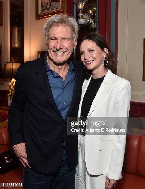 Harrison Ford and Calista Flockhart attend the "1923" LA Premiere Screening & After Party on December 02, 2022 in Los Angeles, California.