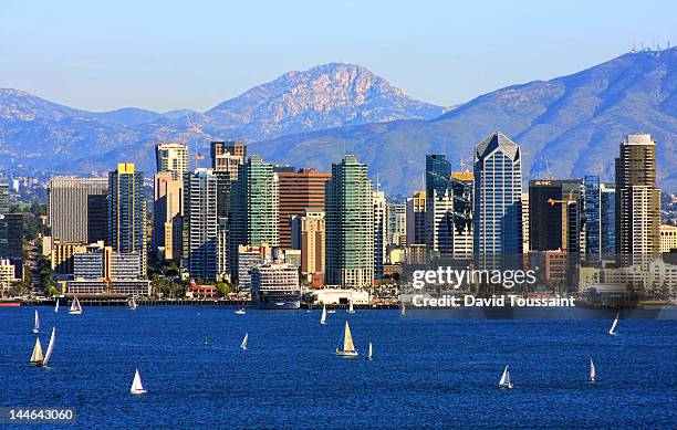 san diego harbor on clear day - san diego stock pictures, royalty-free photos & images