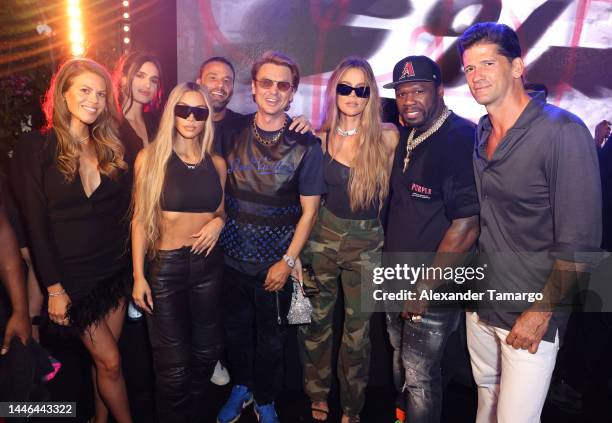 Cynthia Boich, Isabela Grutman, Kim Kardashian, David Grutman, Jonathan Cheban, Khloe Kardashian, 50 Cent and Wayne Boich attend as Travis Scott and...