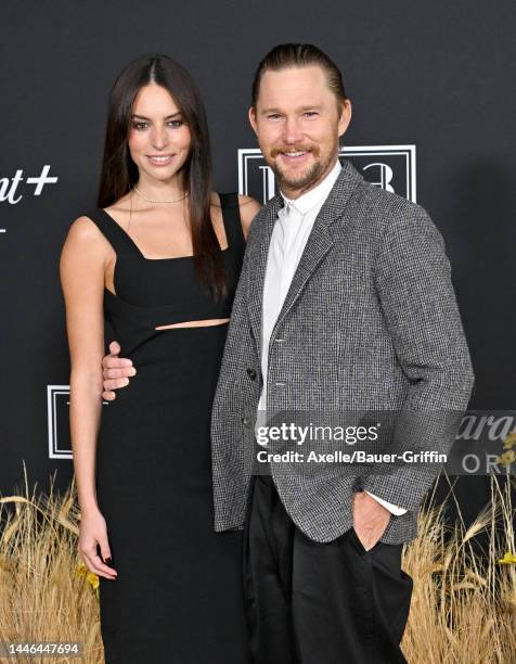 Genesis Rodriguez and Brian Geraghty attend the Los Angeles Premiere of Paramount+'s "1923" at Hollywood American Legion on December 02, 2022 in Los...