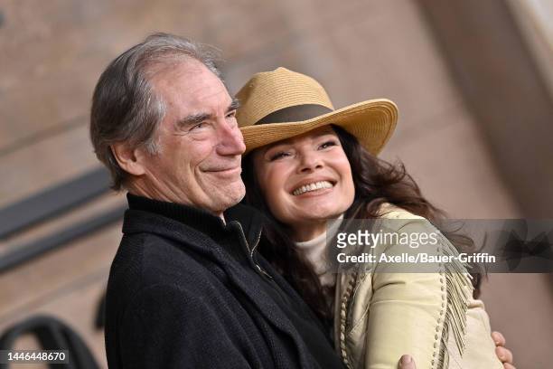 Timothy Dalton and Fran Drescher attends the Los Angeles Premiere of Paramount+'s "1923" at Hollywood American Legion on December 02, 2022 in Los...