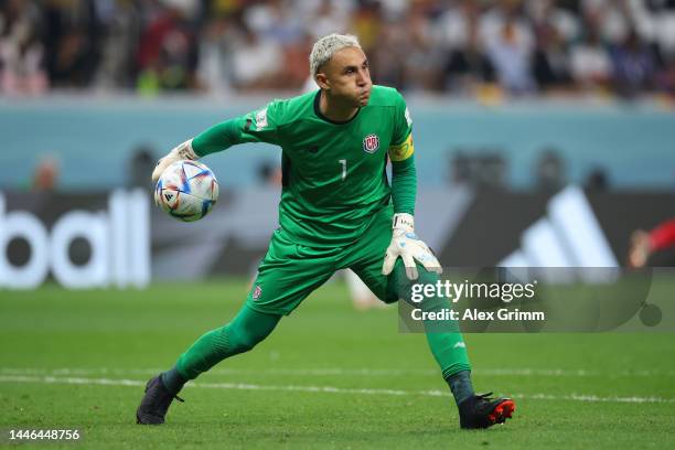 Keylor Navas of Costa Rica controls the ball during the FIFA World Cup Qatar 2022 Group E match between Costa Rica and Germany at Al Bayt Stadium on...
