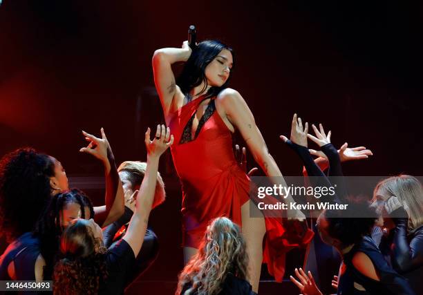 Dua Lipa performs onstage during iHeartRadio 102.7 KIIS FM's Jingle Ball 2022 Presented by Capital One at The Kia Forum on December 02, 2022 in...