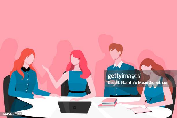 business meeting illustration concept shows people are discussing in the meeting room by face to face. - illustration stock-fotos und bilder