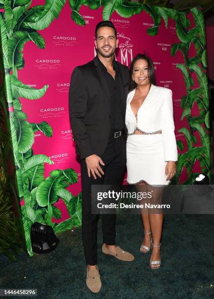 Chef Yisus and wife Juliana attend Emilio and Gloria Estefan host Dolce & Gabbana party at Cardozo Hotel on December 02, 2022 in Miami, Florida.