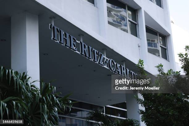 The exterior of The Ritz Carlton hotel photographed on November 30, 2022 in Miami, Florida.