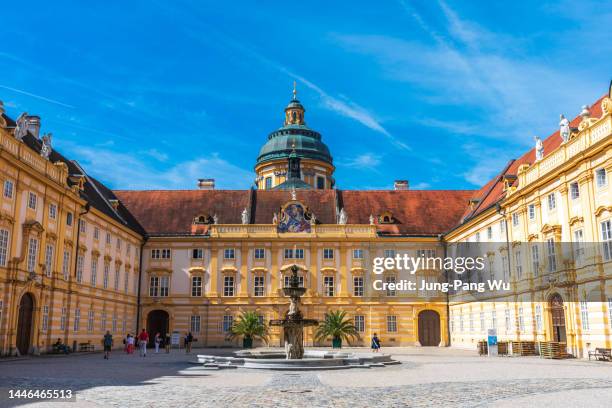 the prelate's courtyard of melk abbey - abbey courtyard stock pictures, royalty-free photos & images