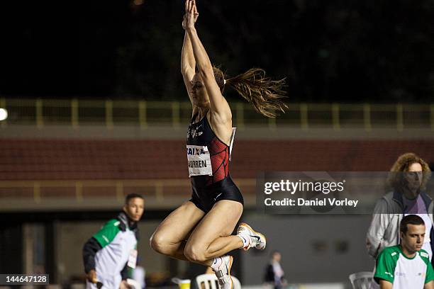 Brazilian athlete Maurren Maggi celebrates after winning the women Long Jump with 6,85 meters as part of the Caixa/São Paulo International Gran Prix...