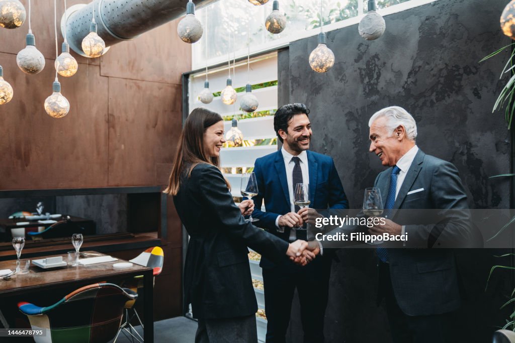 Business meeting in a restaurant