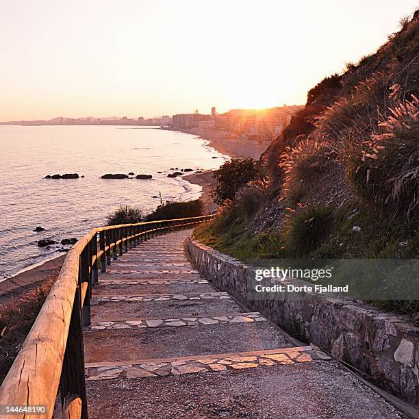 stairs to beach - fuengirola stock pictures, royalty-free photos & images