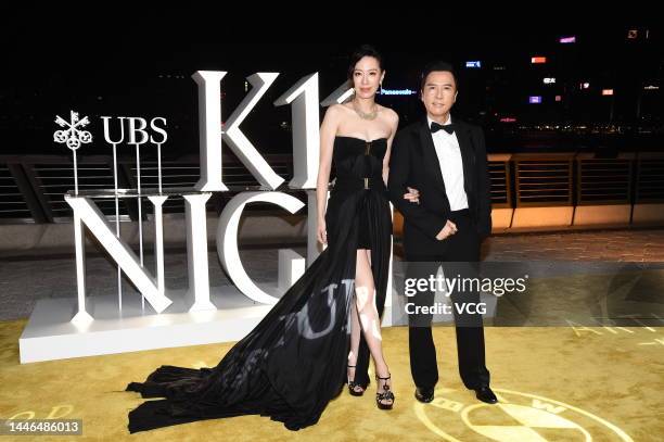 Actor Donnie Yen and his wife Cissy Wang attend K11 Night event at K11 MUSEA on December 3, 2022 in Hong Kong, China.