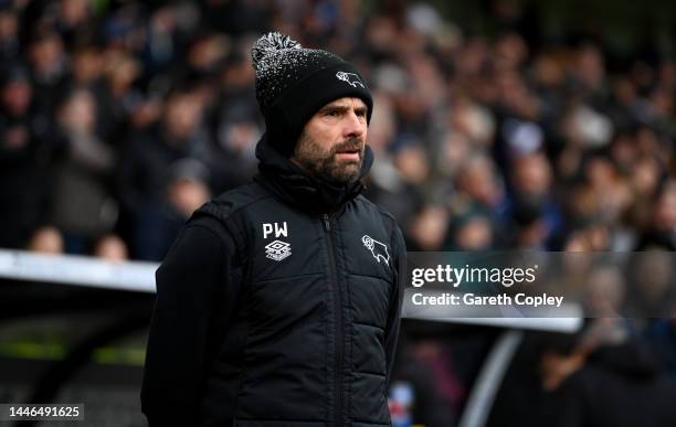 Derby manager Paul Warne during the Sky Bet League One between Derby County and Sheffield Wednesday at Pride Park Stadium on December 03, 2022 in...