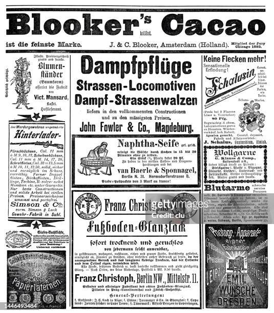 ilustraciones, imágenes clip art, dibujos animados e iconos de stock de anuncios en una revista alemana de 1898 - fusil