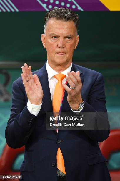 Louis van Gaal, Head Coach of Netherlands, is seen prior to the FIFA World Cup Qatar 2022 Round of 16 match between Netherlands and USA at Khalifa...