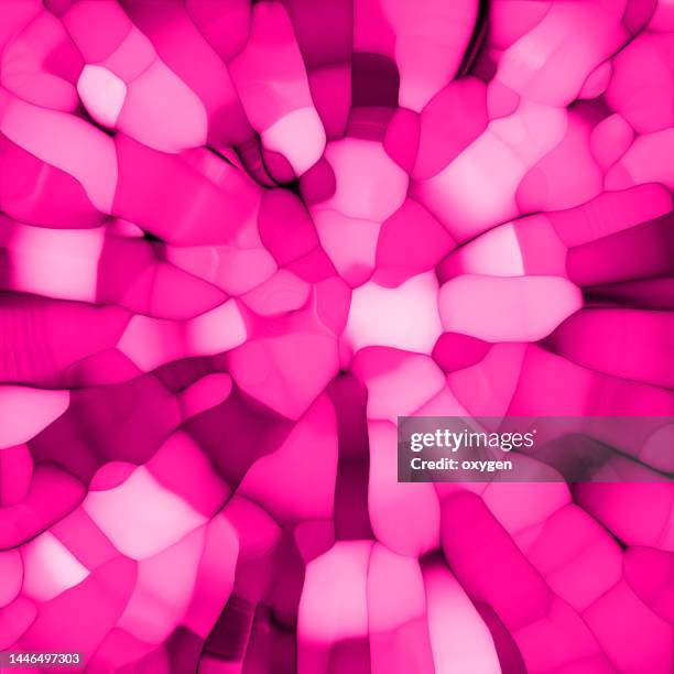 abstract vibrant pink waved worms. radial flowing pattern morphing shape background. viva magenta trend color 2023. swatch artist pallete - candy samples ストックフォトと画像