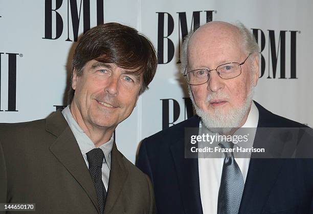 Composers Thomas Newman and John Williams arrive at the 60th Annual BMI Film And Television Awards at the Four Seasons Beverly Wilshire Hotel on May...