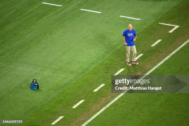 Gregg Berhalter, Head Coach of United States, looks on during the FIFA World Cup Qatar 2022 Round of 16 match between Netherlands and USA at Khalifa...