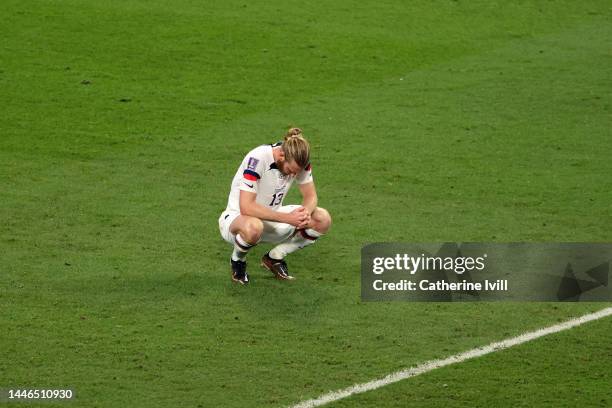 Tim Ream of United States looks dejected after their sides' elimination from the tournament after the 1-3 defeat in the FIFA World Cup Qatar 2022...