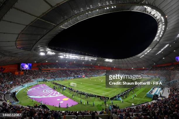General view inside the stadium prior to the FIFA World Cup Qatar 2022 Round of 16 match between Netherlands and USA at Khalifa International Stadium...