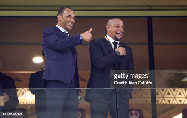 Cafu, Roberto Carlos attend the FIFA World Cup Qatar 2022 Group G match between Cameroon and Brazil at Lusail Stadium on December 2, 2022 in Lusail...