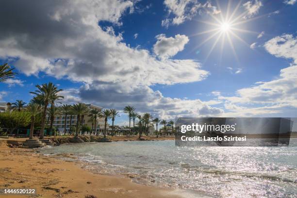 General view of Barbara Bay on November 25, 2022 in Geroskipou, Cyprus.