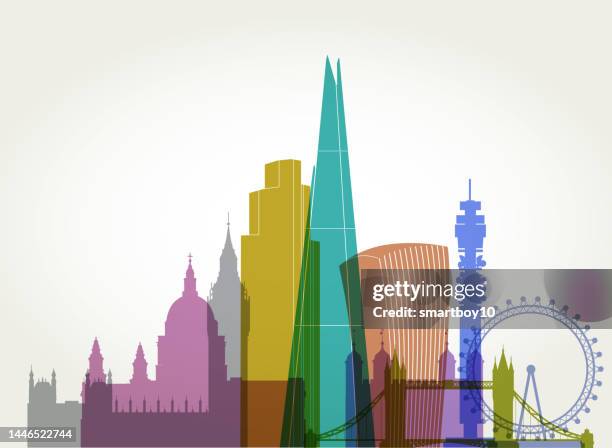 london skyline - shard london bridge stock illustrations
