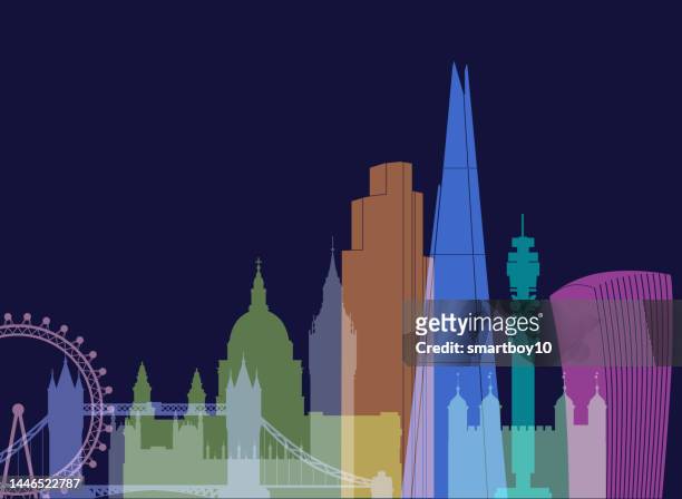london skyline - river thames shape stock illustrations