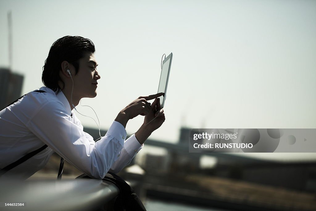 Businessman with tablet computer