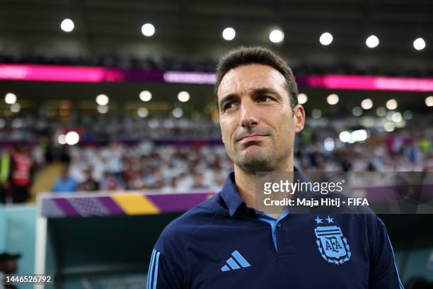 Lionel Scaloni, Head Coach of Argentina, is seen prior to the FIFA World Cup Qatar 2022 Round of 16 match between Argentina and Australia at Ahmad...