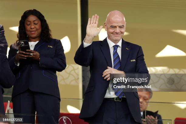 Gianni Infantino, President of FIFA, is seen prior to the FIFA World Cup Qatar 2022 Round of 16 match between Argentina and Australia at Ahmad Bin...