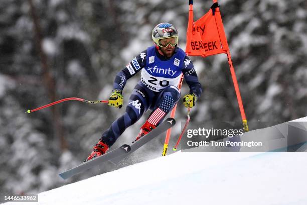 Travis Ganong of Team United States skis the Birds of Prey race course during the Audi FIS Alpine Ski World Cup Men's Downhill race at Beaver Creek...