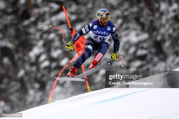 Travis Ganong of Team United States skis the Birds of Prey race course during the Audi FIS Alpine Ski World Cup Men's Downhill race at Beaver Creek...