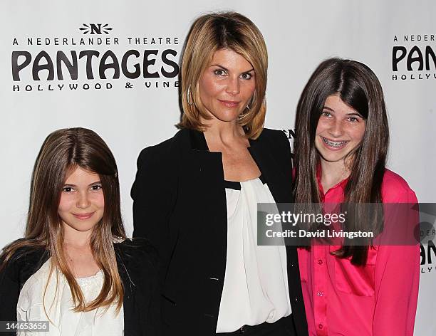 Actress Lori Loughlin and daughters attend the opening night of "Chicago" at the Pantages Theatre on May 16, 2012 in Hollywood, California.