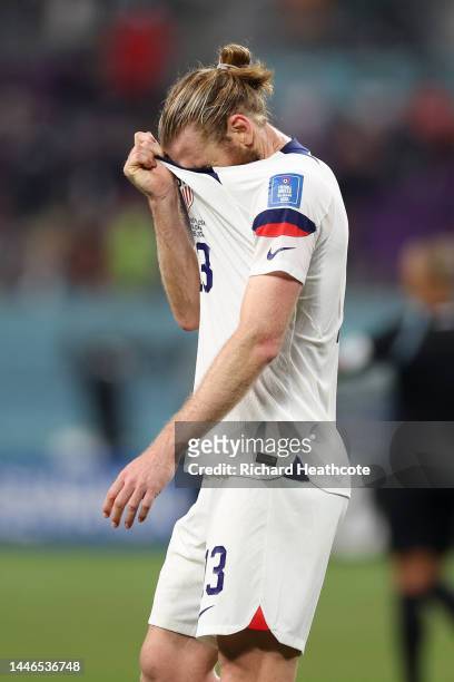 Tim Ream of United States looks dejected after their sides' elimination from the tournament during the FIFA World Cup Qatar 2022 Round of 16 match...