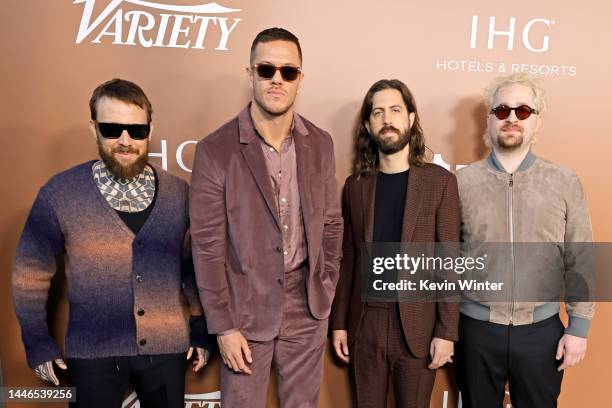 Daniel Platzman, Dan Reynolds, Daniel Wayne Sermon, and Ben McKee of Imagine Dragons attend Variety's 2022 Hitmakers Brunch at City Market Social...