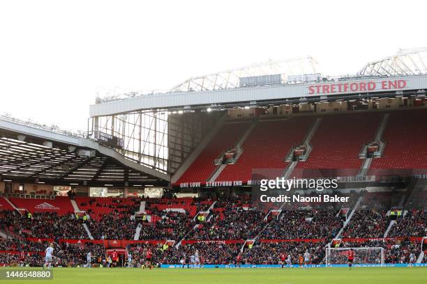 General view during the FA Women's Super League match between Manchester United and Aston Villa at Old Trafford on December 03, 2022 in Manchester,...