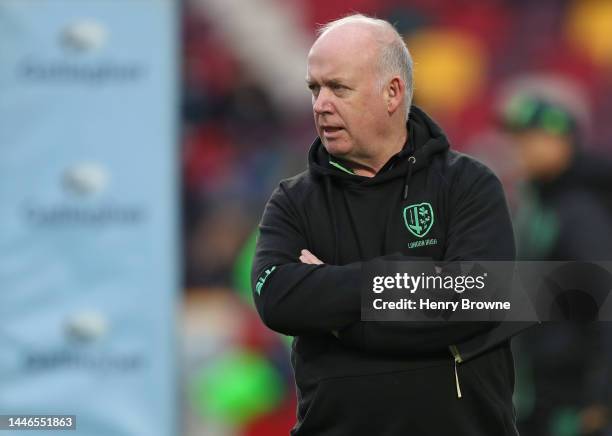 Declan Kidney of London Irish before the Gallagher Premiership match between London Irish and Newcastle Falcons at Brentford Community Stadium on...