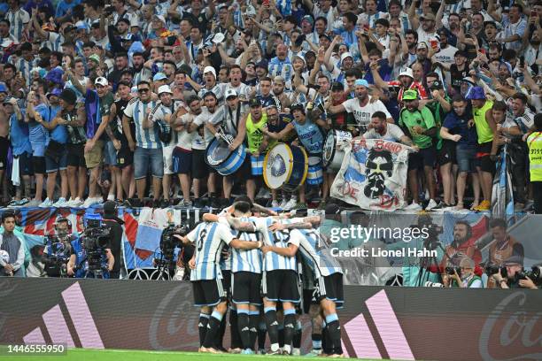 Argentinian fans celebrate Julian Alvarez goal during the FIFA World Cup Qatar 2022 Round of 16 match between Argentina and Australia at Ahmad Bin...