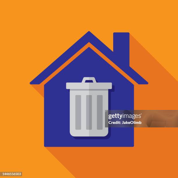 house trash can icon flat - garbage man stock illustrations