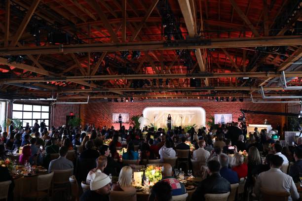 Selena Gomez accepts the Film Song of the Year award for 'My Mind & Me’ onstage during Variety's Hitmakers Brunch at City Market Social House on...