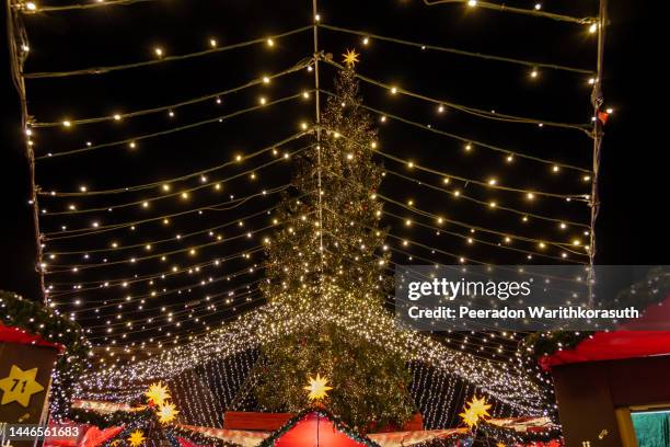 christmas tree and cologne cathedral during weihnachtsmarkt, christmas market in köln, germany. - italien altstadt photos et images de collection